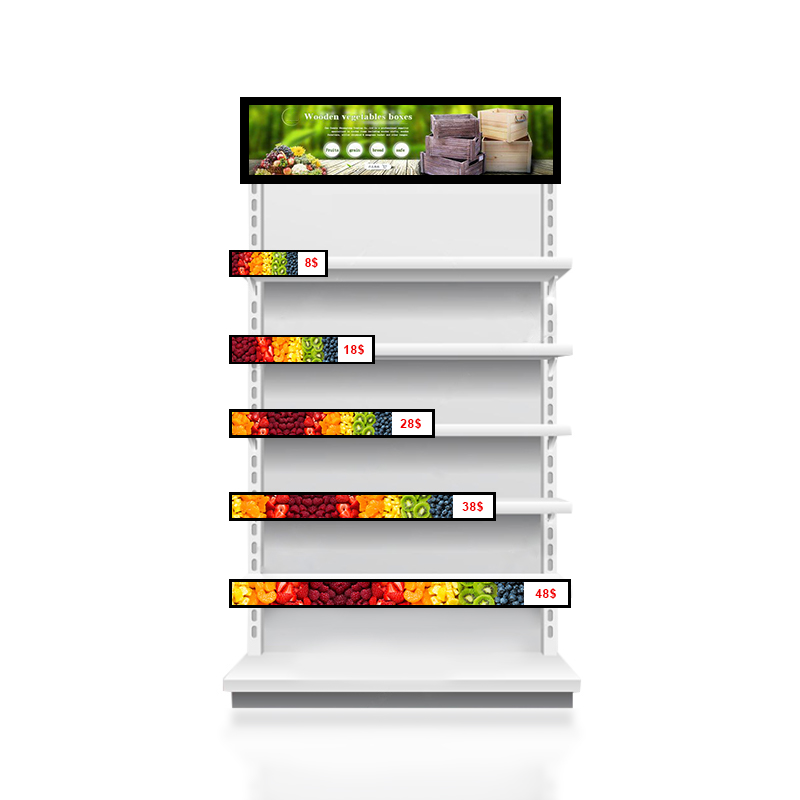 Wholesale China Android Tablet Digital Signage Factories Pricelist –  Supermarket shelves Ultra Wide Stretched Bar Icd Display Digital Signage and Displays Advertising Player Kiosk Screen &#...