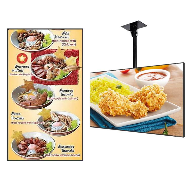 32 43 55 inch Super thin restaurant wall mount digital signage android lcd advertising display screen digital menu board Featured Image