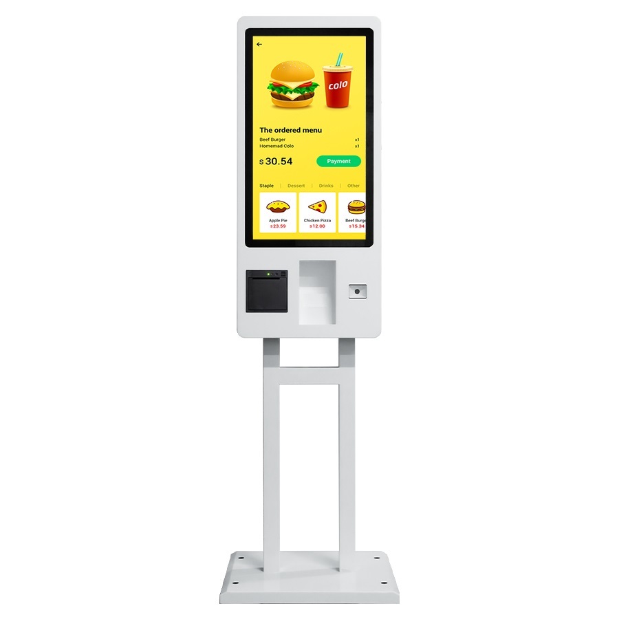 Convenient retail stores use self-service checkout kiosks or self-service ordering kiosks to improve efficiency