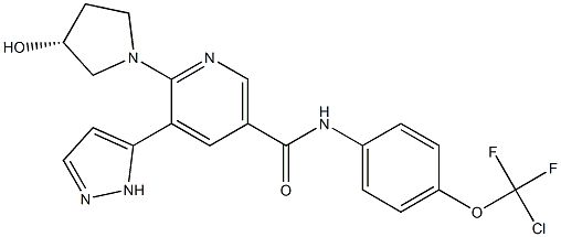 CAS:1492952-76-7 |(R)-N- (4-(คลอโรไดฟลูออโรเมทอกซี)ฟีนิล)- 6-(3- ไฮดรอกซีไพร์โรลิดิน-1- อิล)-5- (1H-ไพราซอล- 5-อิล)นิโคตินาไมด์