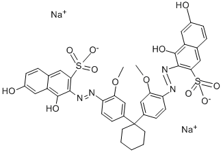 CAS:6459-69-4 | disodium 3,3′-[cyclohexylidenebis[(2-methoxy-4,1-phenylene)azo]]bis(4,6-dihydroxynaphthalene-2-sulphonate)
