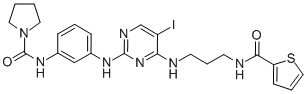 CAS:702675-74-9 |N-[3-[[5-jodo-4-[[3-[(2-tienilkarbonil)amino]propil]amino]-2-pirimidinil]amino]fenil]-1-pirolidinkarboksamid
