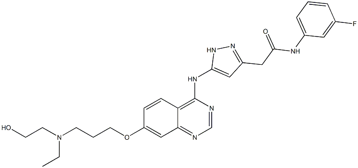 CAS:722544-51-6 |1H-pirazol-3-acetamida, 5-[[7-[3-[etil(2-hidroxietil)amino]propoxi]-4-quinazolinil]amino]-N-(3-fluorofenil)-