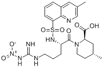 CAS:74874-10-5 | 2-PIPERIDINECARBOXYLIC ACID, 1-[5-[IMINO(NITROAMINO)METHYL]AMINO]-2-[[(3-METHYL-8-QUINOLINYL)SULFONYL]AMINO]-1-OXOPENTYL]-4-METHYL-,[2R-[1(S*), 2ALPHA, 4BETA]]-