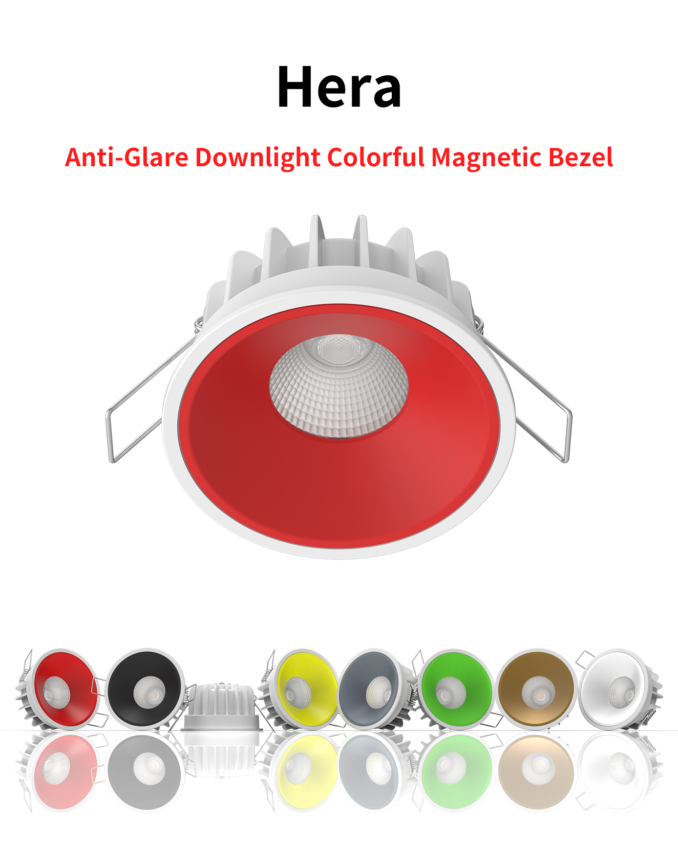 カラフルな磁気ベゼルを備えたHera8WアンチグレアLEDダウンライト