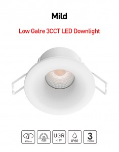 MILD 7W LOW GLARE LED DOWNLIGHT IP65 front fjoer rated CCT switchable