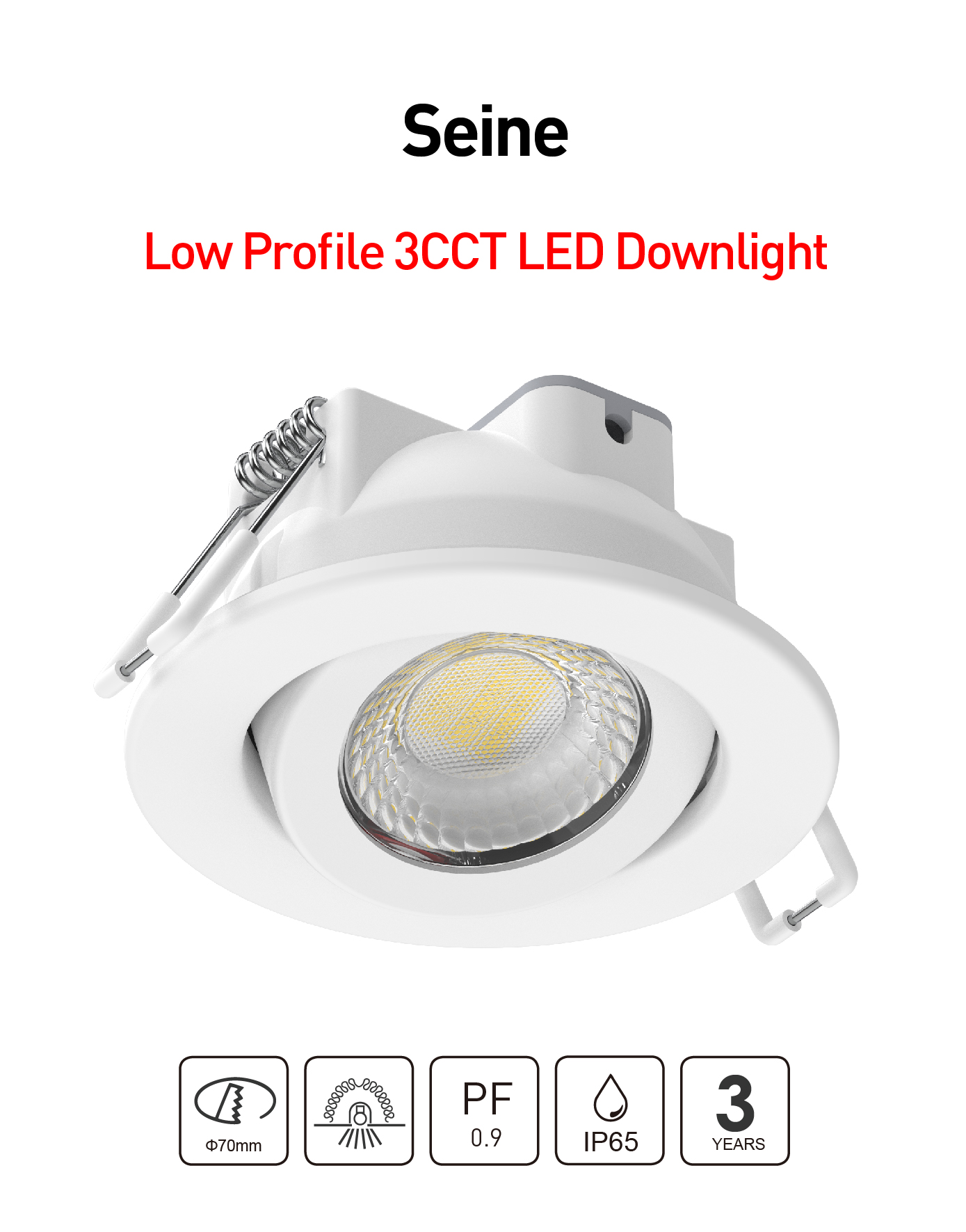 SEINE 7W LED ALL-IN-ONE Downlight-tilt-versjon