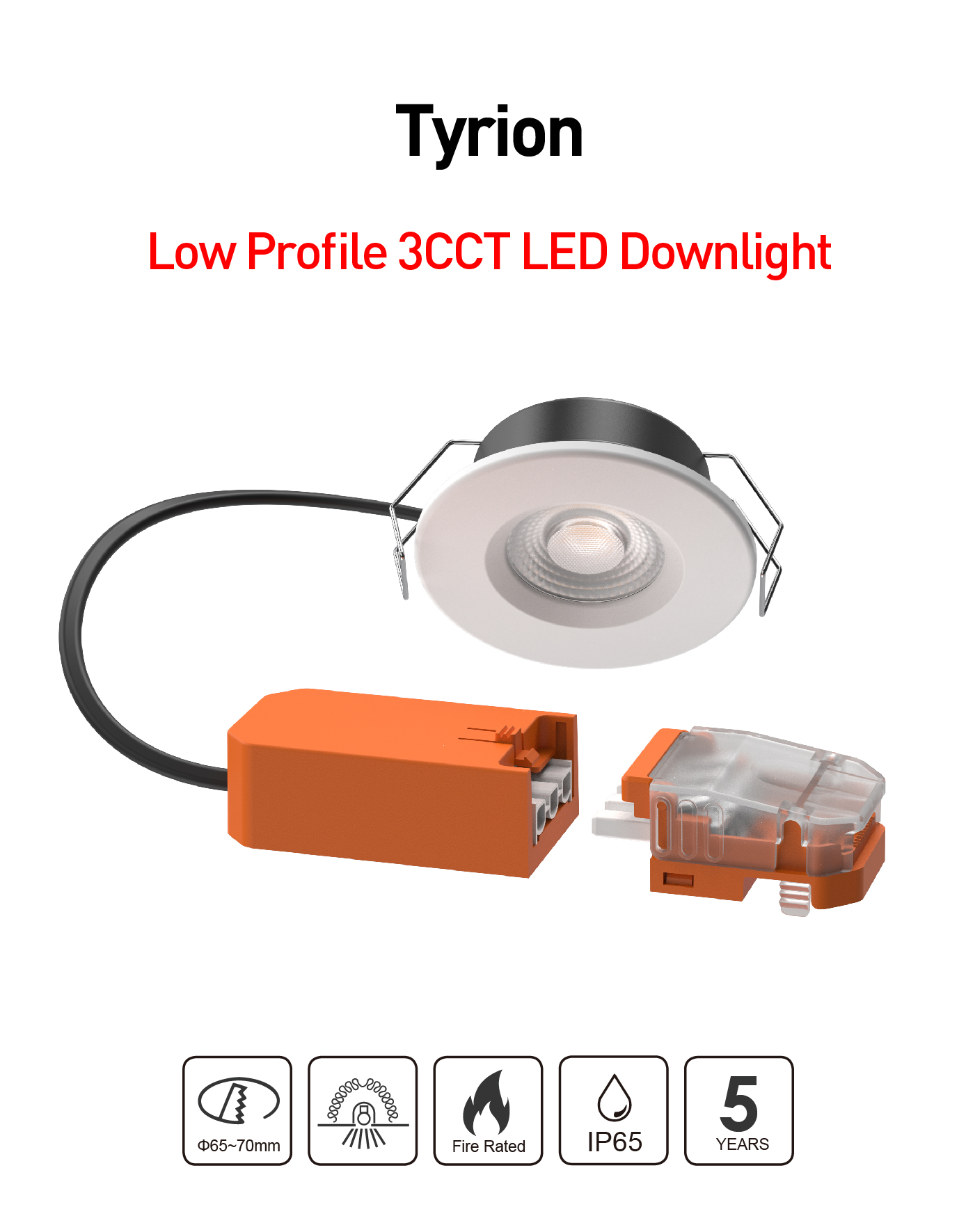 Tyrion 6 W-os ultravékony, szerszámmentes, tűzálló alsólámpa