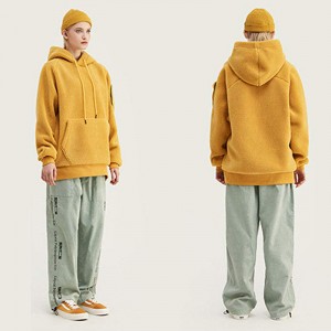 Modes Poler Fleece Streetwear Vīriešu brīvi Fit Pocket Soil Color vīriešu kapuces