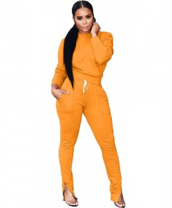 stock colored lady women sport home fashion top solid and pants outfits du piece set dress women