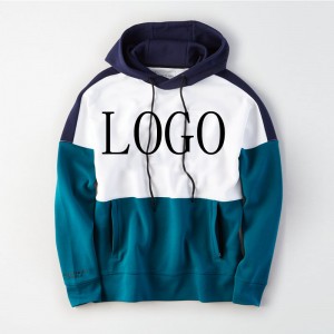 Custom na Mens Cotton French Terry Oversized Spliced ​​Colorblock Hoodies