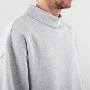 Kina fabrikk tilpasset logo 100% bomull fleece blank overdimensjonert mock neck sweatshirt
