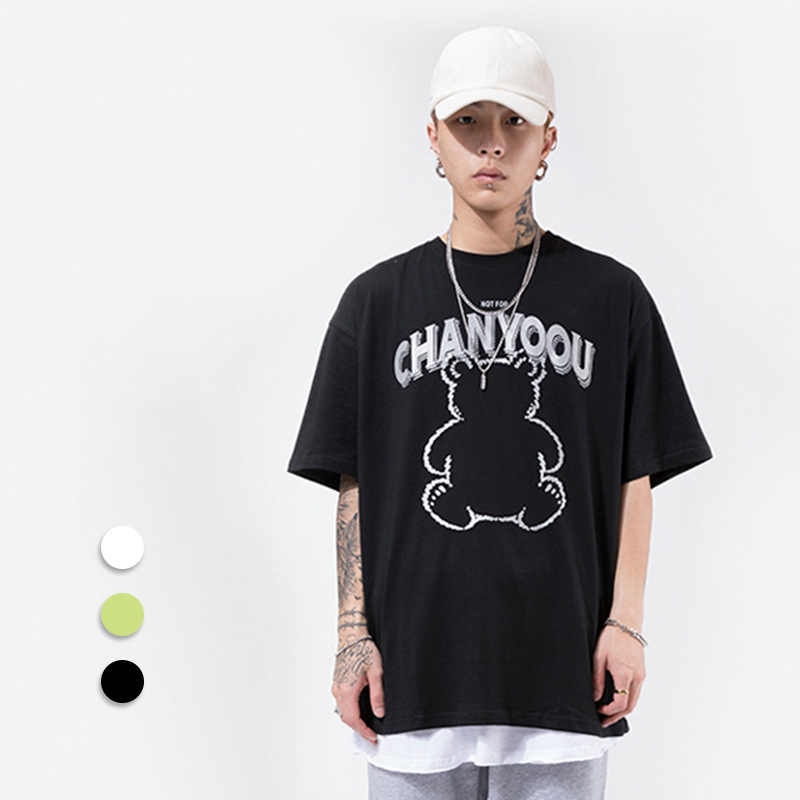 BSCI High Street Shirt For Unisex T-shirt Bulk Sale 100% Cotton Glow-In-The-Dark Bear Print Customized Tee Featured Image