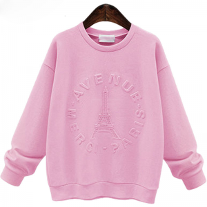 OEM Wholesale Women's Sweatshirt Custom Embossed Logo Design Solid Hoodie Sweatshirt