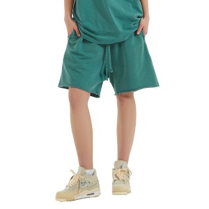 short men and women Summer shorts suits loose edge wide leg blank plain oversized sports pants