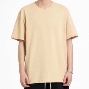 270g ağır penye kısa kollu T-shirt yuvarlak boyun gevşek rahat erkek ve kadın düz renk boş gömlek kültürel gömlek