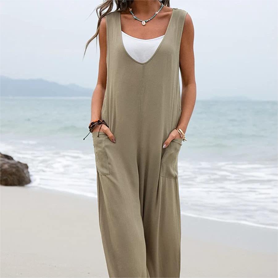 Women’s Summer Casual Loose Tank Long Pants Jumpsuit Romper Featured Image