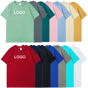 270g ໜັກ 270g combed cotton sleeve short t-shirt round neck loose casual men and women's solid color blank shirt ເສື້ອວັດທະນະທໍາ