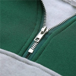 2022 Vintage 1/4 glidelås sweatshirts Streetwear Letter trykt fleece turn-down krage kvinner Løs sweatshirt Quarter ZI