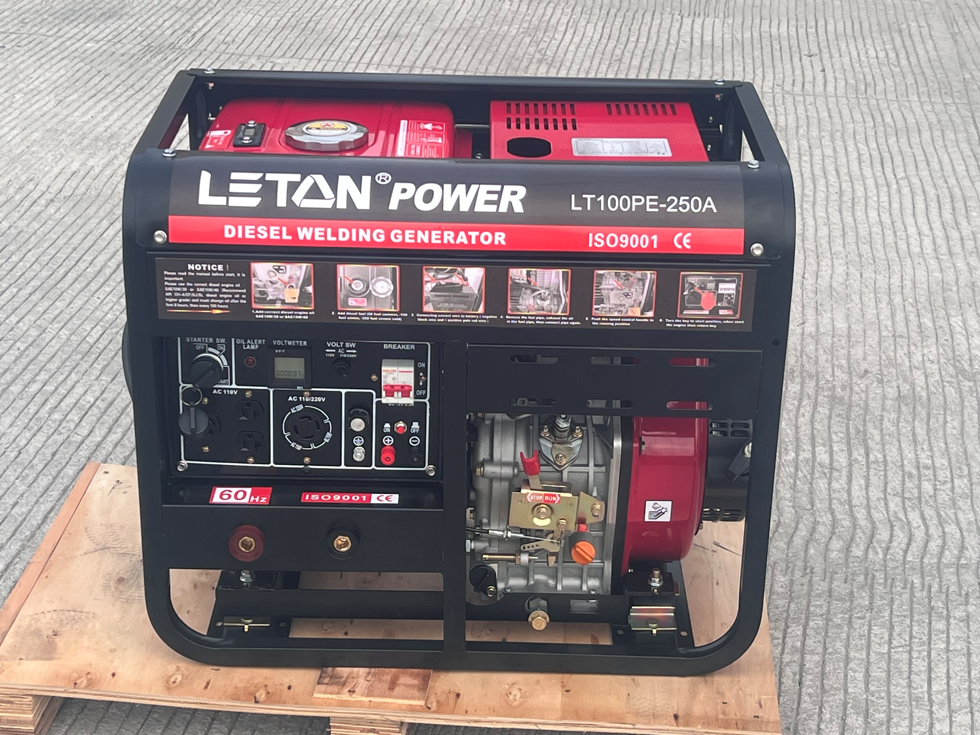 LETON POWER 250A welding diesel generator set price for  open type generator LT100PE-250A