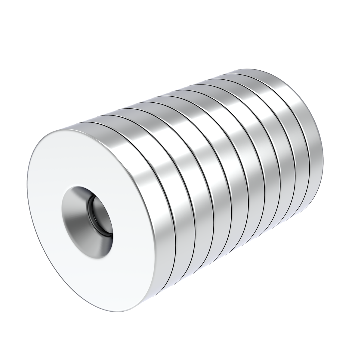 7/8 x 1/8 ນິ້ວ Neodymium Rare Earth Countersunk Ring Magnets N52 (10 Pack)