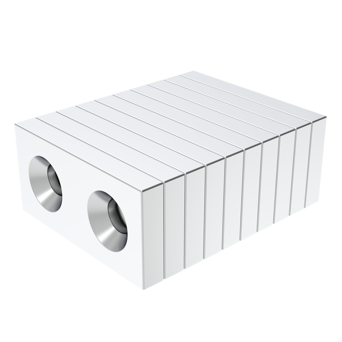 1.0 x 1/2 x 1/8 අඟල් Neodymium Rare Earth Countersunk Block Magnets N52 (10 Pack)