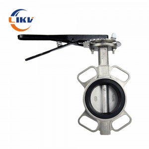 Stainless Steel CF8 Wafer Butterfly Valve nga adunay Lever Positioner