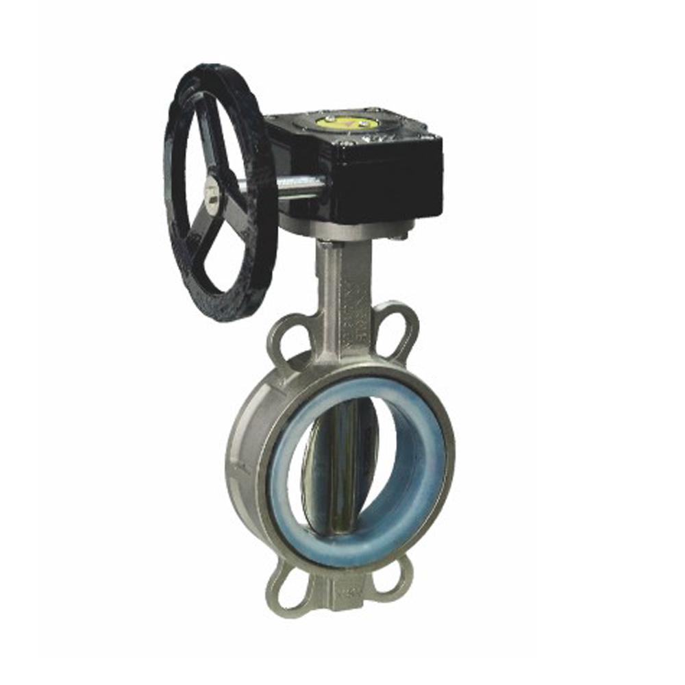 stainless steel wafer butterfly valve with worm gear