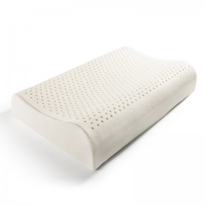 Contoured wave natural latex foam pillow for bed