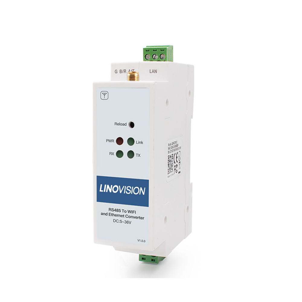 Serial Device Server to Convert 1-Port RS485 to Ethernet/Wi-Fi with DIN Rail Mounting