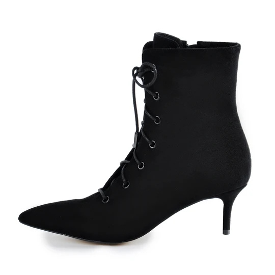 Kitten Low Heel Pointed Toe Bizzilla Up Ankle Boots