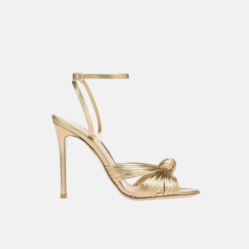 Custom Large Size 34-46 Party Fashion Women Stiletto Thin Heel Ankle Strap High Heel Gold Sandal