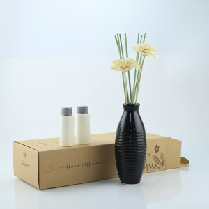 Customized High Quality Black Ceramic Bottles Rattan Reed Diffuser with Household Home Fragrance Oil Refill Reed Diffuser