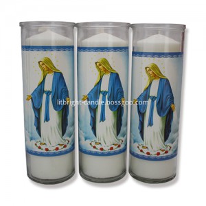 8 inches glass jar religious candle