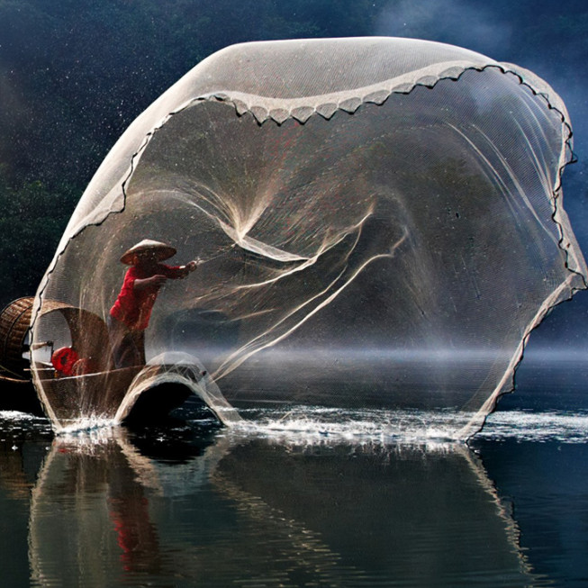 Висококачествена ръчно замятана мрежа за рибари