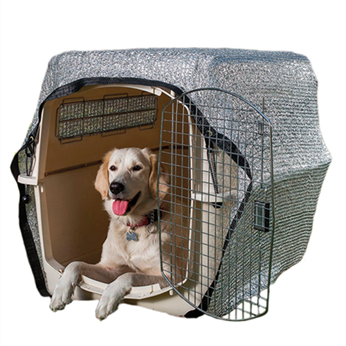 Šuns narvas, aliuminio gaubtas, tinklelis, apsaugantis nuo saulės / pastovi temperatūra