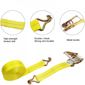 10,000lbs Cargo Lashing Tie Down Ratchet Straps with Double J Hook
