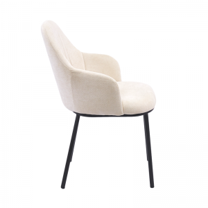 Brant Dining Chair with Arm Upholstered Seat in Metal Frame.
