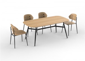 Jídelní stůl Mael Moderní průmyslový obdélníkový kuchyňský stůl s kovovým rámem, průmyslový velký dřevěný jídelní stůl do kuchyně, obývací pokoj