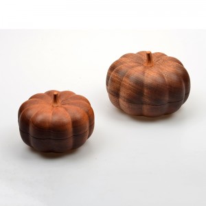 Maya Ebony Pumpkin Storage Box Set of 2 Wood Crafts