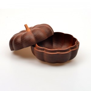 I-Maya Ebony Pumpkin Storage Box Isethi ye-2 Wood Crafts