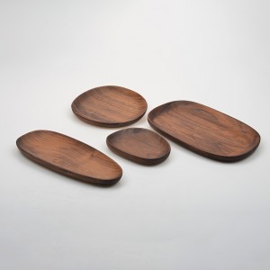 ʻO Melanie ʻEleʻele Walnut Laau Tray Set of 4 Wood Handicraft
