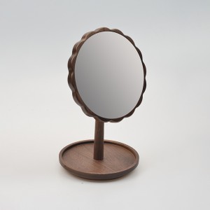 Espejo de madera de haya y nogal negro Stephen, artesanía de madera maciza