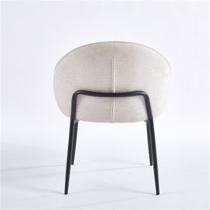 Asento tapizado da cadeira de comedor Barbara con estrutura metálica KD.