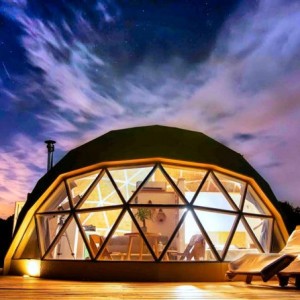 Glamping Dome Tent သစ်သား ပြင်ပတဲကို စိတ်ကြိုက်လုပ်ပါ။