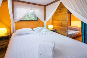 Namioty płócienne luksusowy glamping drewniany namiot zewnętrzny producent safari nr 046