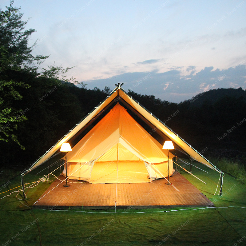 glamping waterproof A-shaped canopy with 5m bell tent