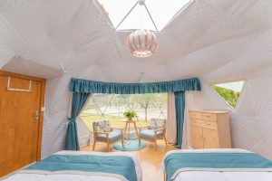 Tenda de hotel em cúpula casa glamping à prova d'água resort de camping familiar de luxo
