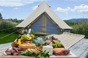Hot sale luxury wooden structure eco-friedly outside glamping bell tent NO.011
