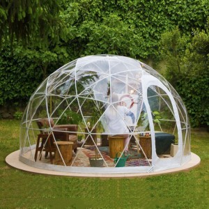 Prozoren PVC prozoren šotor z geodetsko kupolo za vrt